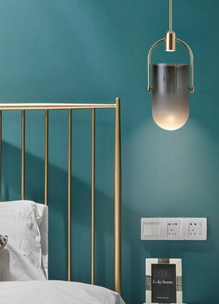 Nubis Glow – Smoke Glass Pendant with Luxe Golden Finish