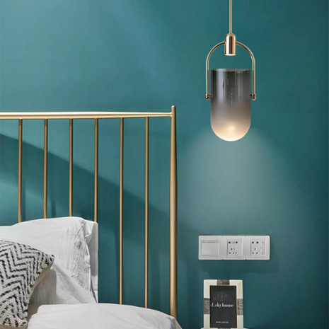 Nubis Glow – Smoke Glass Pendant with Luxe Golden Finish