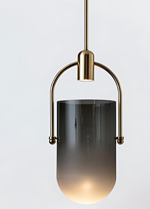 Nubis Glow – Smoke Glass Pendant with Luxe Golden Finish
