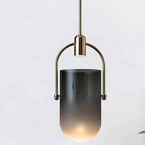 Nubis Glow – Smoke Glass Pendant with Luxe Golden Finish