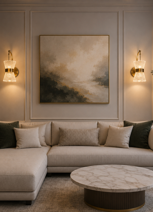 Bloomora Wall Lamp – Golden Radiance with Textured Glass Elegance