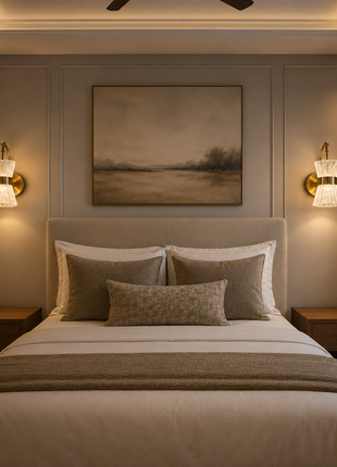 Bloomora Wall Lamp – Golden Radiance with Textured Glass Elegance