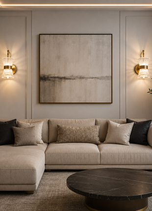 Bloomora Wall Lamp – Golden Radiance with Textured Glass Elegance