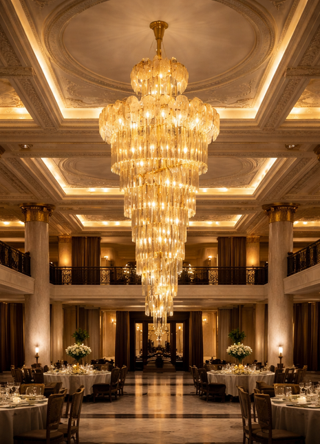 Baroque Crystal Cascade- Double Height Chandelier
