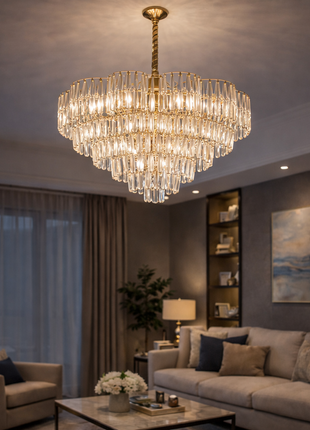 Elaris Grand (500mm) – Tiered Crystal Halo Chandelier