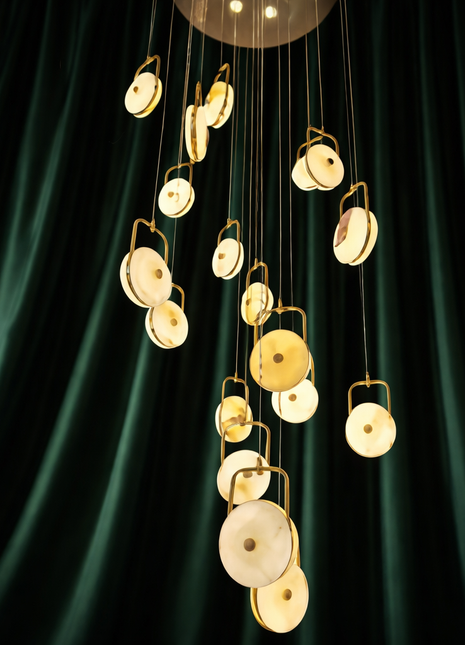 Luxury Disc Pendant Chandelier (18 pendants, Upto 4 meters )