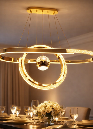 Golden Continuum Linear Chandelier - Elegant Lighting for Modern Spaces