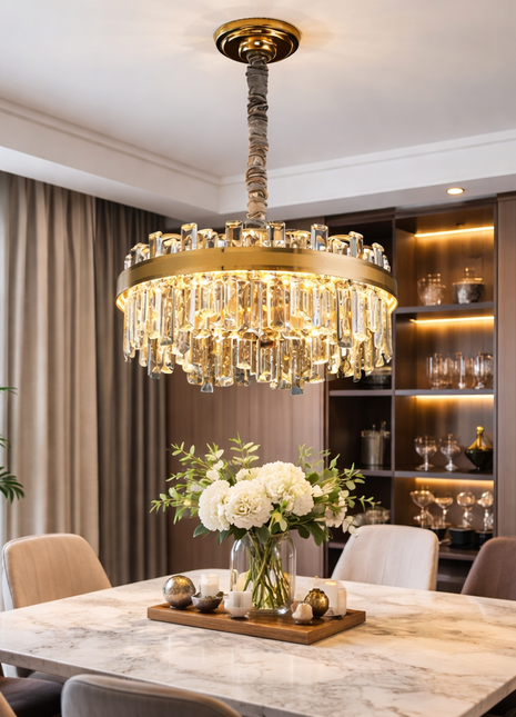Opulyn Chandelier (550mm) – Crystal Halo Designer Light