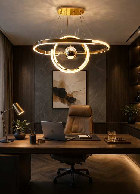 Golden Continuum Linear Chandelier - Elegant Lighting for Modern Spaces
