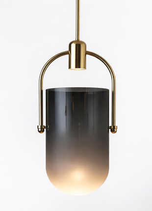 Nubis Glow – Smoke Glass Pendant with Luxe Golden Finish