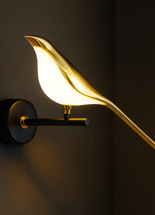 Zephyr Wing Wall Light – Sculptural Golden Bird Design.