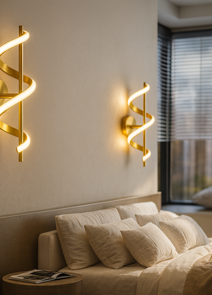 Solis Swirl LED Wall Lamp – Modern Artistic Spiral Design in Gold Finish
