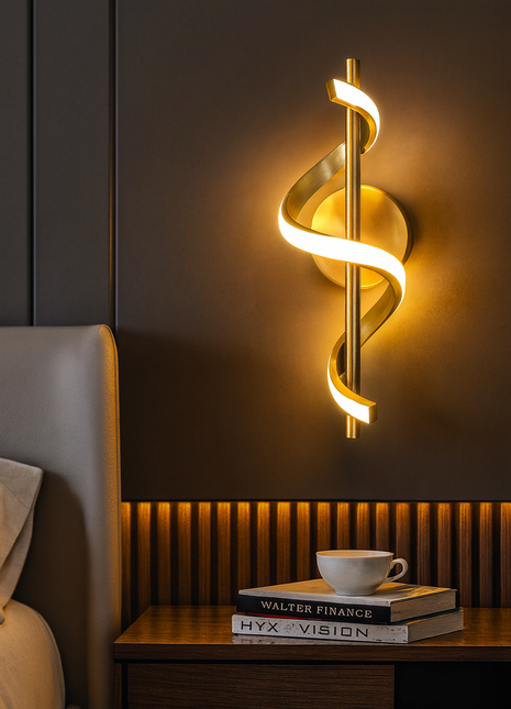 Solis Swirl LED Wall Lamp – Modern Artistic Spiral Design in Gold Finish