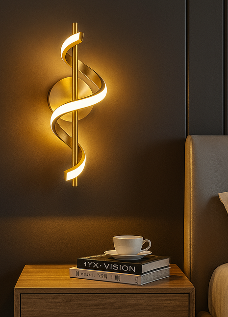 Solis Swirl LED Wall Lamp – Modern Artistic Spiral Design in Gold Finish