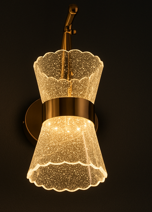 Bloomora Wall Lamp – Golden Radiance with Textured Glass Elegance
