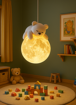 Polar Dreams Pendant Light – Cozy Moonlight Lamp for Kids Bedroom