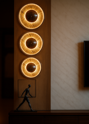 Amberwood Halo – Elegant Wooden Wall Light