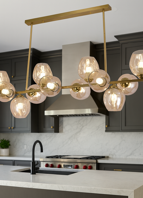 VELO ORBS MODERN CHANDELIER (12 lights) - AMBER/SMOKE
