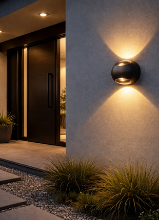 Designer Round Facade Light - Warm White LED Wall Sconce