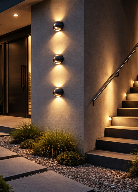 Designer Round Facade Light - Warm White LED Wall Sconce