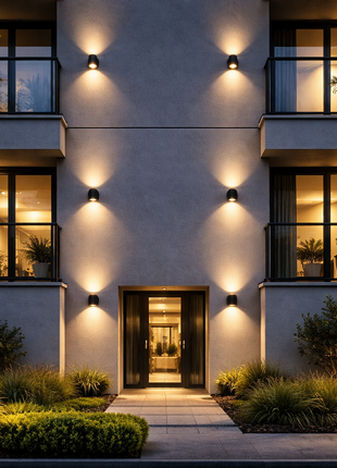Designer Round Facade Light - Warm White LED Wall Sconce