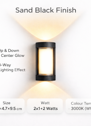Exterior Wall Light with Diffuser – Up Down Warm White LED Fixture