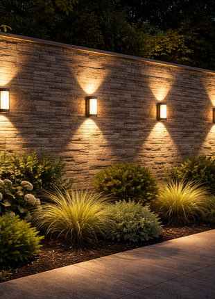 Exterior Wall Light with Diffuser – Up Down Warm White LED Fixture