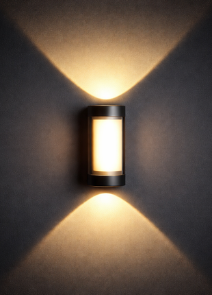 Exterior Wall Light with Diffuser – Up Down Warm White LED Fixture