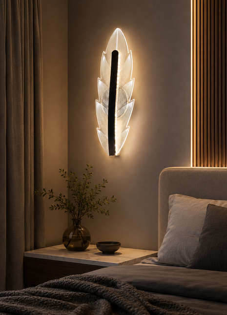 Feathra LED Wall Lamp – The Golden Feather of Radiance