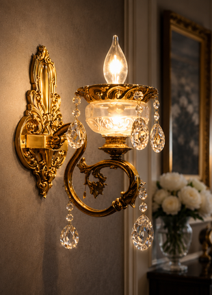 Golden Heritage Sconce - Elegant Wall Lighting for Timeless Décor