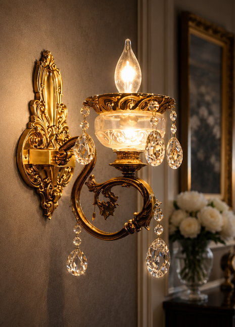 Golden Heritage Sconce - Elegant Wall Lighting for Timeless Décor