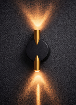 Modern Up Down LED Wall Light – Gold & Black Outdoor Facade Light