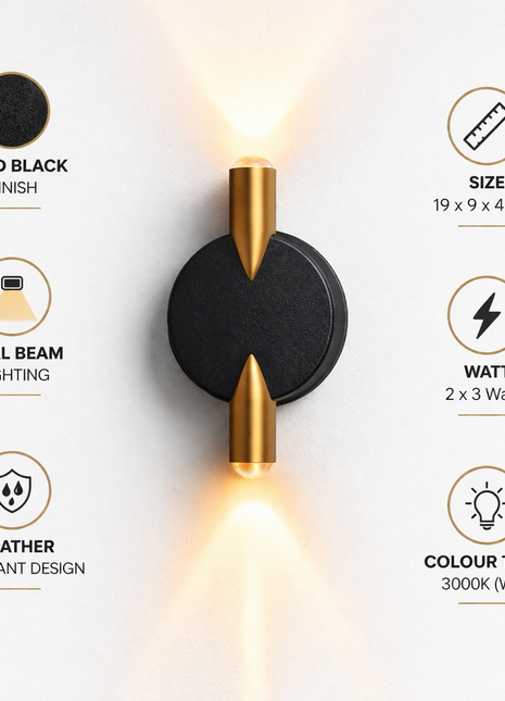 Modern Up Down LED Wall Light – Gold & Black Outdoor Facade Light