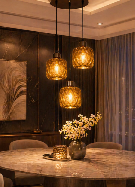 Orbessa Light (Set of 3) – Amber Glass