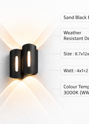 Outdoor Dual Tube Facade Wall Light – Warm White Up Down LED Fixture