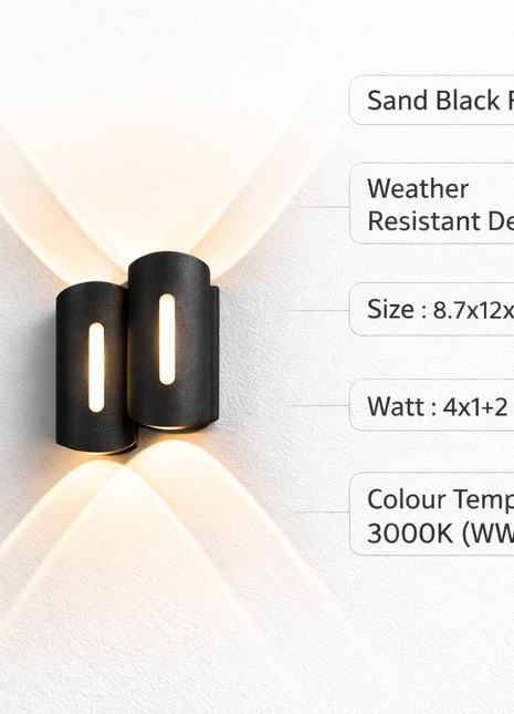 Outdoor Dual Tube Facade Wall Light – Warm White Up Down LED Fixture
