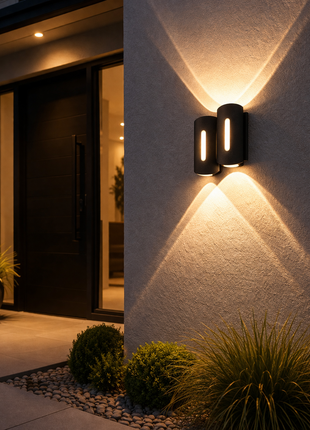 Outdoor Dual Tube Facade Wall Light – Warm White Up Down LED Fixture