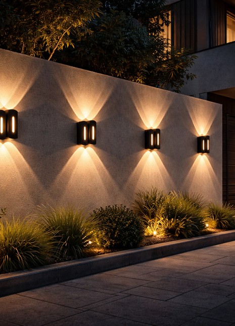 Outdoor Dual Tube Facade Wall Light – Warm White Up Down LED Fixture