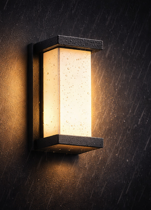 Premium Outdoor Wall Light – Sand Black Finish with Warm LED Glow