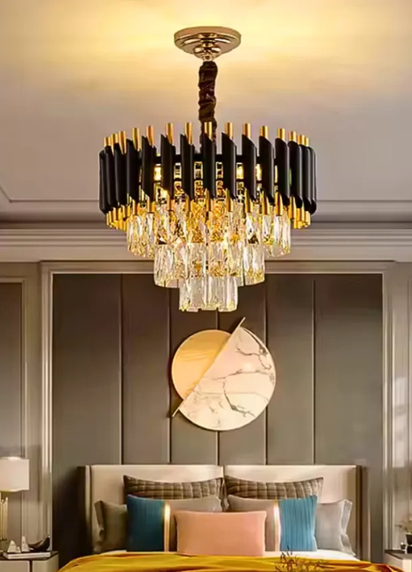 Black Mamba Round Chandelier – Bold Luxury with Gleaming Crystal Grandeur