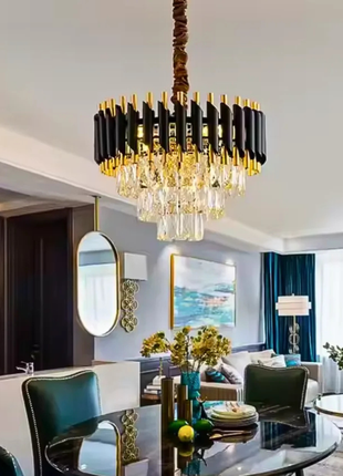 Black Mamba Round Chandelier – Bold Luxury with Gleaming Crystal Grandeur