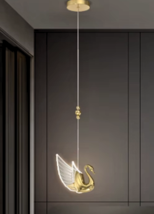 Aurelian Swan Pendant Light – Graceful Gold Swan with Illuminated Wings