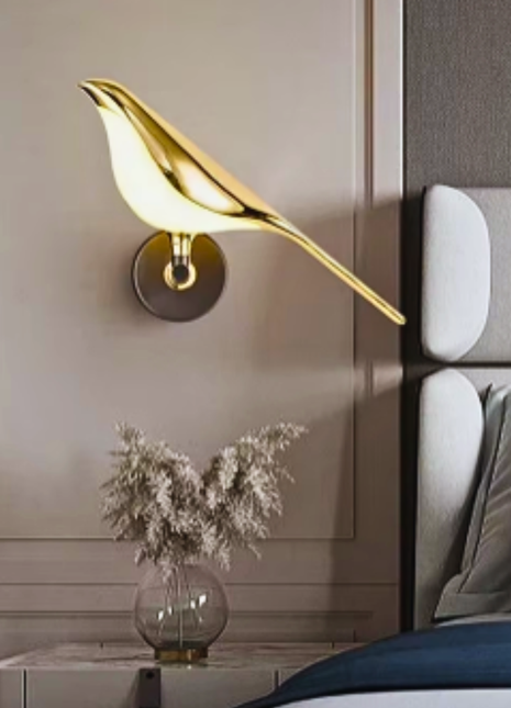 Zephyr Wing Wall Light – Sculptural Golden Bird Design.