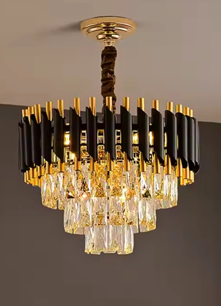 Black Mamba Round Chandelier – Bold Luxury with Gleaming Crystal Grandeur