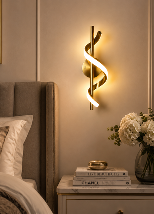 Solis Swirl LED Wall Lamp – Modern Artistic Spiral Design in Gold Finish