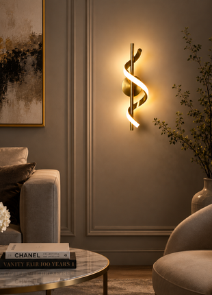 Solis Swirl LED Wall Lamp – Modern Artistic Spiral Design in Gold Finish