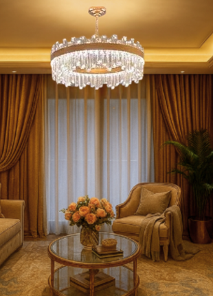 Opulyn Chandelier (550mm) – Crystal Halo Designer Light