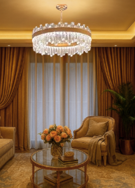 Opulyn Chandelier (550mm) – Crystal Halo Designer Light