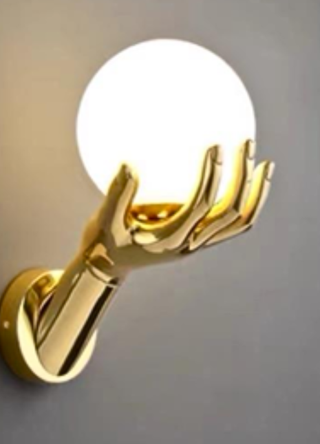 Golden Palm Sconce - Modern Gold Hand Wall Light