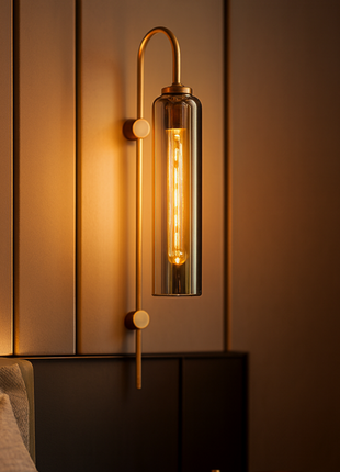 Lumine Elan – Modern Wall Light with Smoked Glass Tube